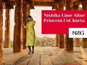 Nishika Lime Aline Princess Cut Kurta in India