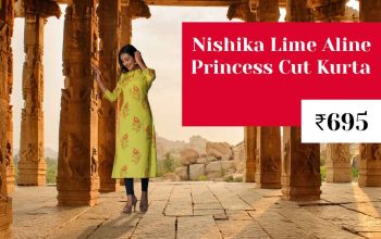 Nishika Lime Aline Princess Cut Kurta in India