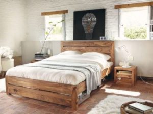 Solid wood bed