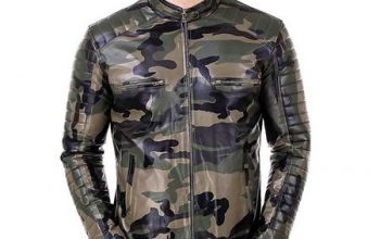 Camouflage leather jacket