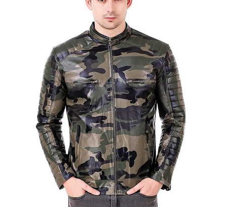 Camouflage leather jacket