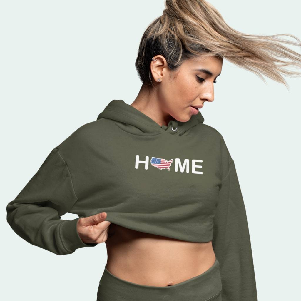 Home USA Women’s Cropped Fleece Hoodie