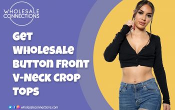 Get Wholesale Button Front V-Neck Crop Tops
