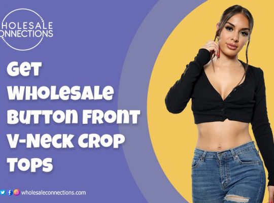 Get Wholesale Button Front V-Neck Crop Tops