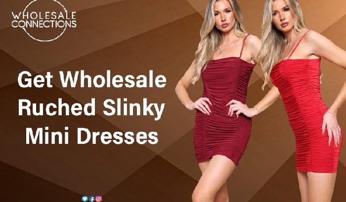 Get Wholesale Ruched Slinky Mini Dresses