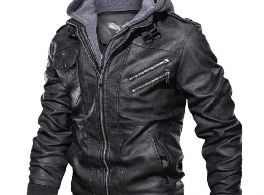 Chiso Black Hooded Bomber | Men’s Leather Jackets
