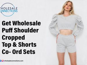 Get Wholesale Puff Shoulder Cropped Top And Shorts Co-Ord Sets