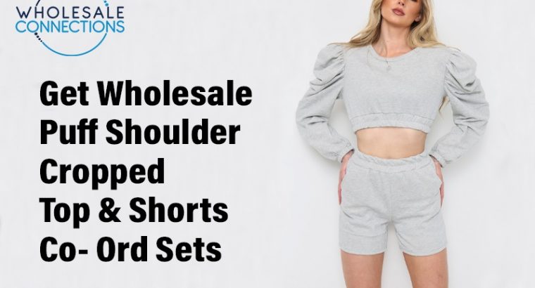Get Wholesale Puff Shoulder Cropped Top And Shorts Co-Ord Sets