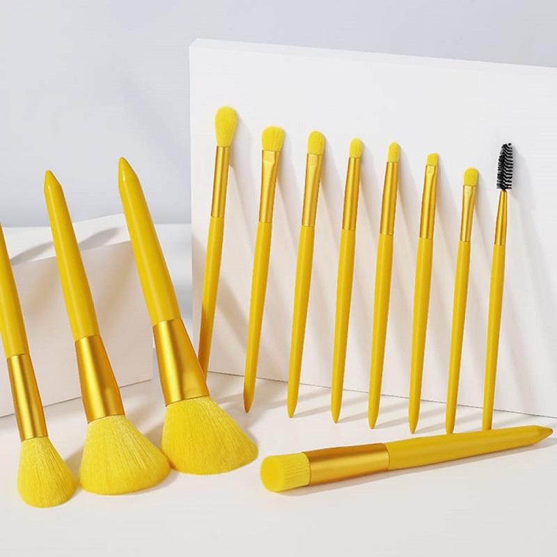 Yellow Makeup Brush Set 12pcs
