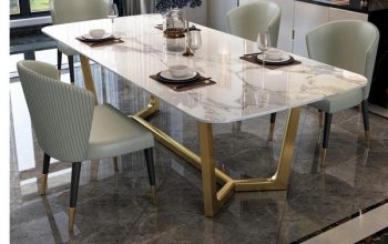 Stainless steel Dining Room Set Home Furniture minimalist modern marble dining table and 4 chairs