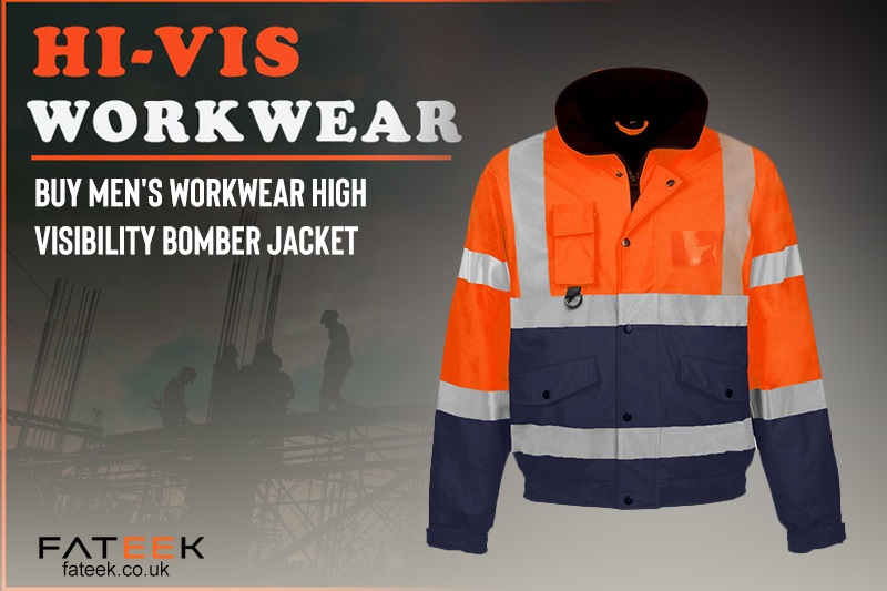 Buy Mens Workwear High Visibility Orange Navy Bomber Jacket