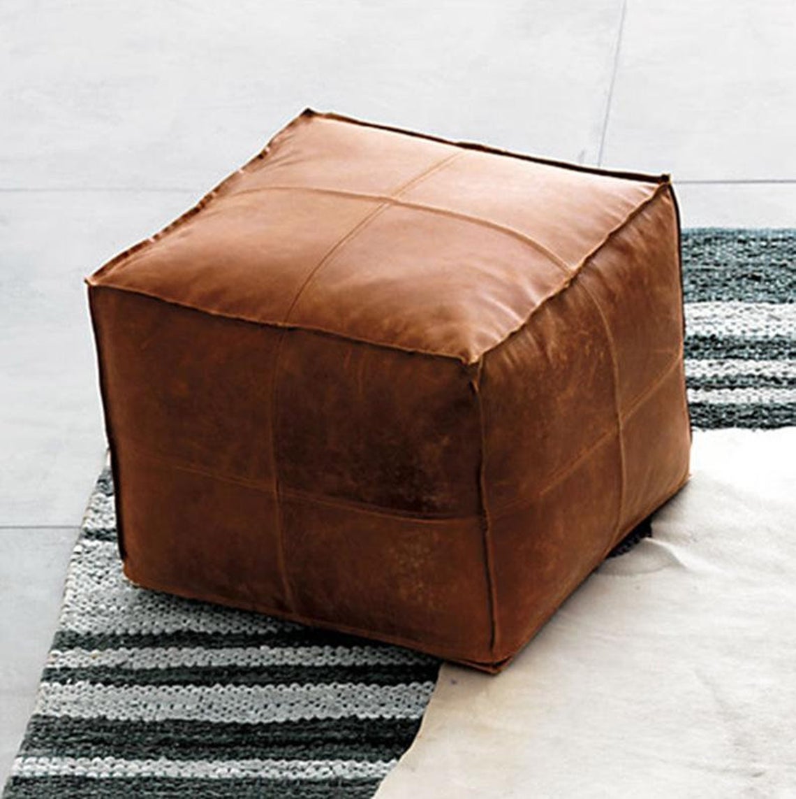 moroccan leather pouf square