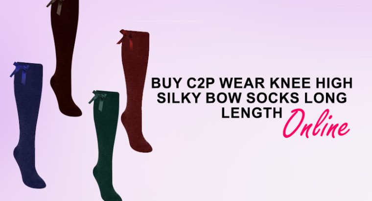 Buy C2P Wear Knee High Silky Bow Socks Long Length Online