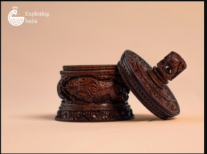 Handmade Wooden Storage Box Carved with Elephant Figurines Statue | Exploring India