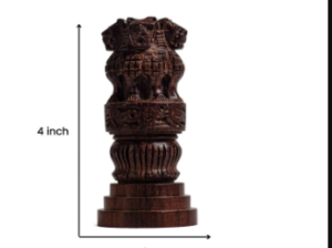 Buy Handcrafted Natural Wooden Ashoka Stambh Indian National Emblem from Exploring India