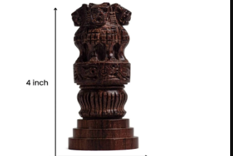 Buy Handcrafted Natural Wooden Ashoka Stambh Indian National Emblem from Exploring India