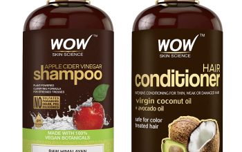 WOW Skin Science Apple Cider Vinegar Shampoo & Conditioner Set – Men and Women Gentle Shampoo & Conditioner Set for Dry