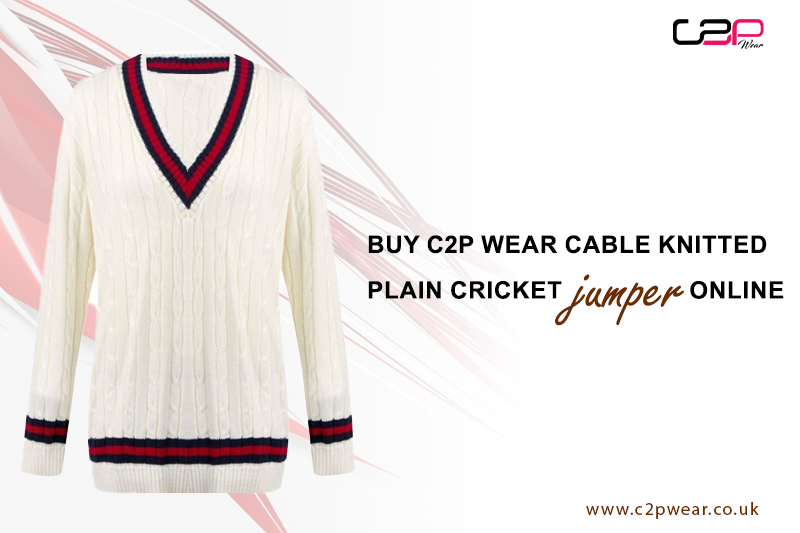 Buy C2P Wear Cable Knitted Plain Cricket Jumper Online