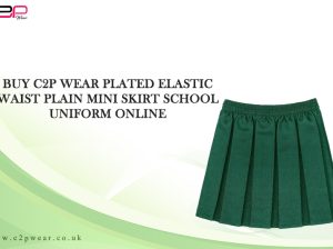 Buy C2P Wear Plated Elastic Waist Plain Mini Skirts School Uniform Online