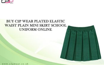 Buy C2P Wear Plated Elastic Waist Plain Mini Skirts School Uniform Online