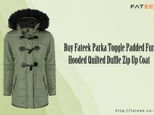 Buy Fateek Parka Toggle Padded Fur Hooded Quilted Duffle Zip Up Coat