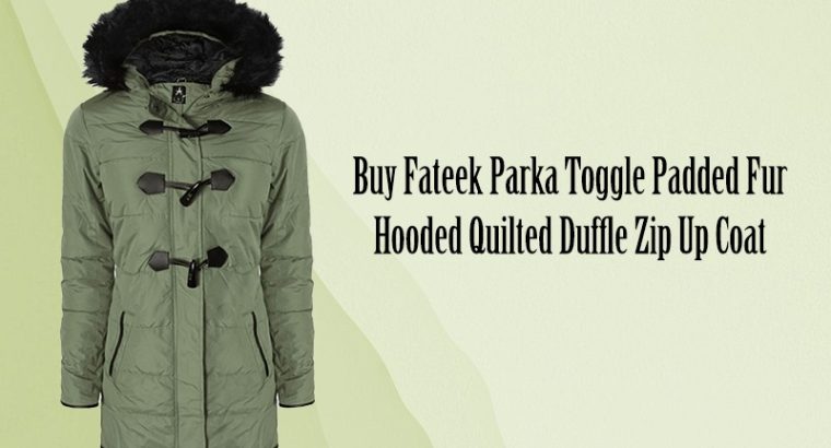Buy Fateek Parka Toggle Padded Fur Hooded Quilted Duffle Zip Up Coat