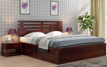 Wooden Bed with Hydraulic Storage – PlusOne India