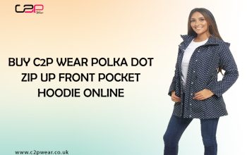 Buy C2P Wear Polka Dot Zip Up Front Pocket Hoodie Online