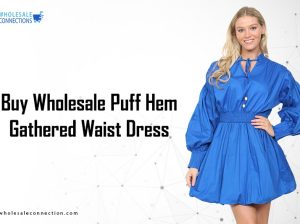 Buy Wholesale Puff Hem Gathered Waist Dress