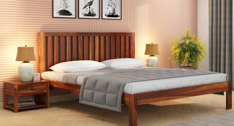 Solid Wood Bed with Hydraulic Storage – PlusOne India