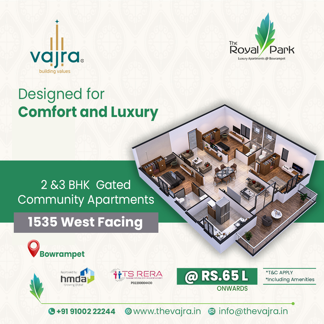 2 and 3BHK flats for sale in bowrampet | Vajradevelopers