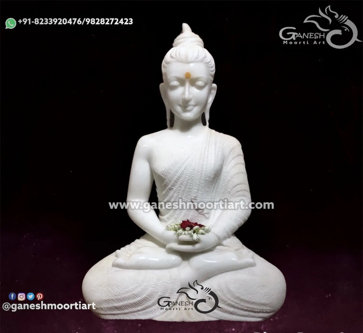Buddha Marble Statue-Ganesh Moorti Art