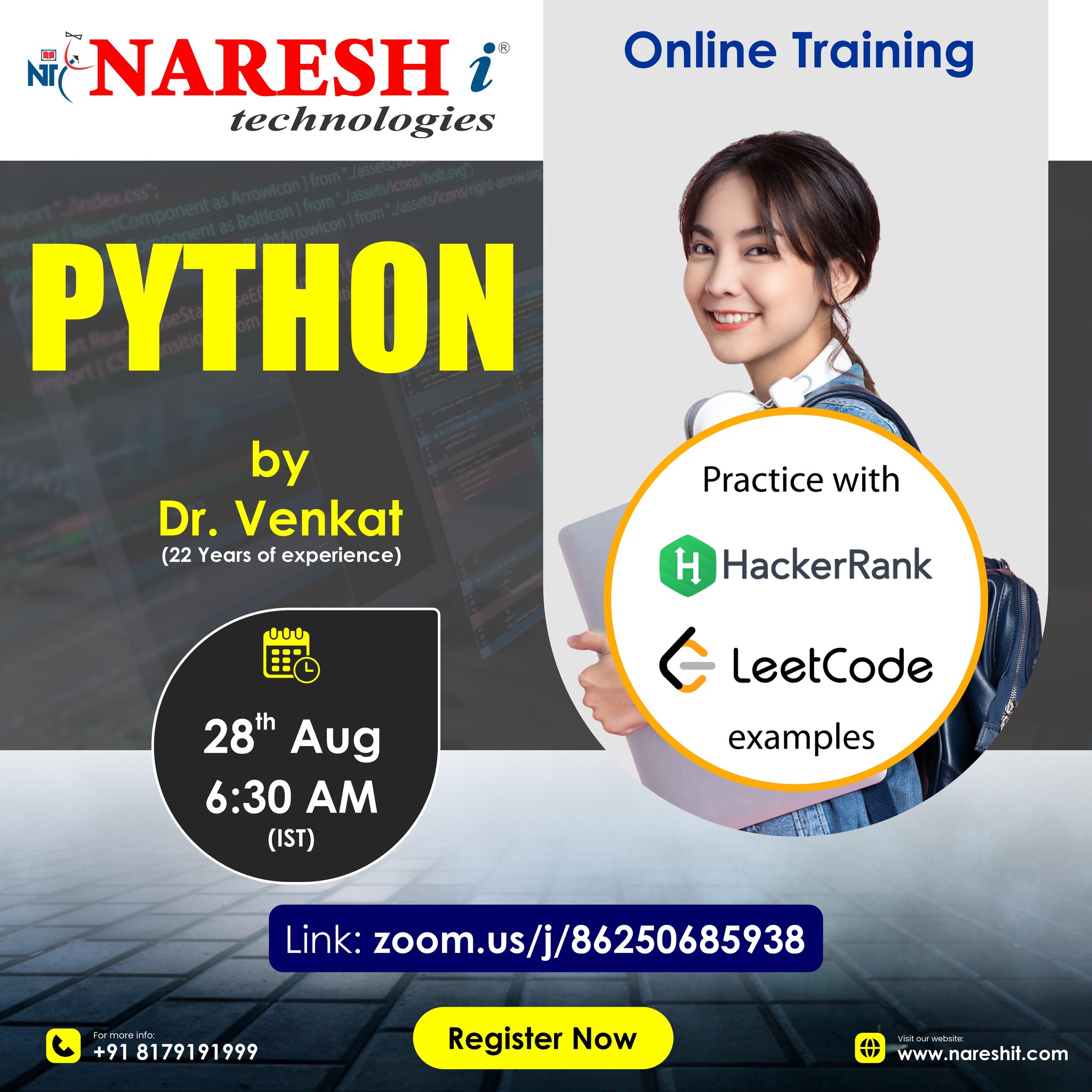Free Demo On Python by Dr. Venkat – NareshIT