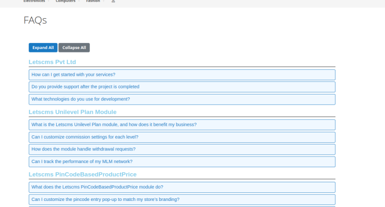 FAQs Extension Module for Magento 2 - Free Download Available - LETSCMS Pvt Ltd